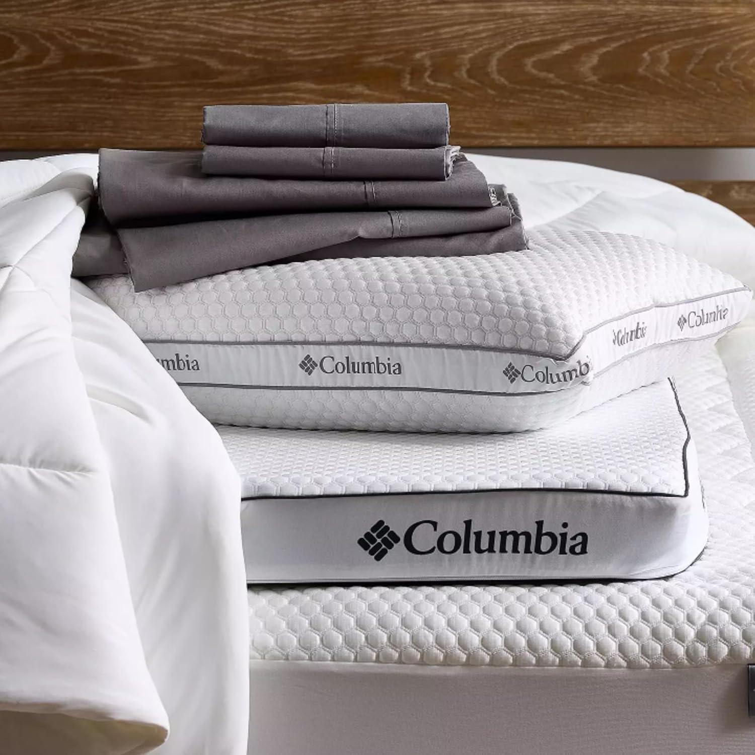 imageColumbia Comfort Ice Fiber Side Sleeper Down Alternative Bed Pillow with Polyester Fiberfill Supportive Cooling Double Sided Breathable Cover Back ampamp Stomach Sleeper StandardQueen Pack of 1Side Sleeper