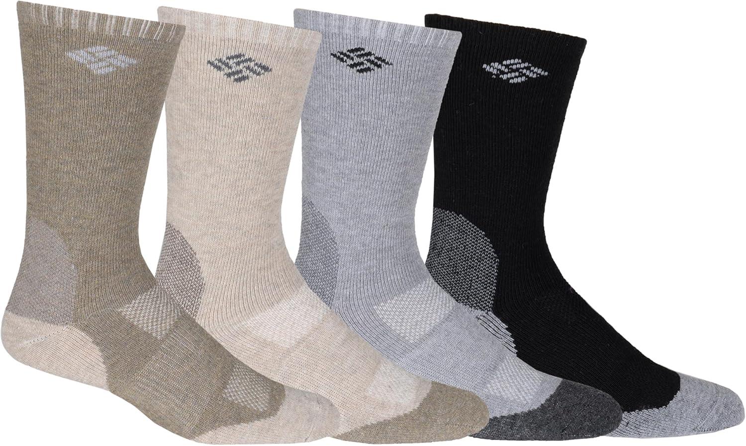 imageColumbia Mens 4 Pack Wool Crew SocksBrownKhakiCharBlack