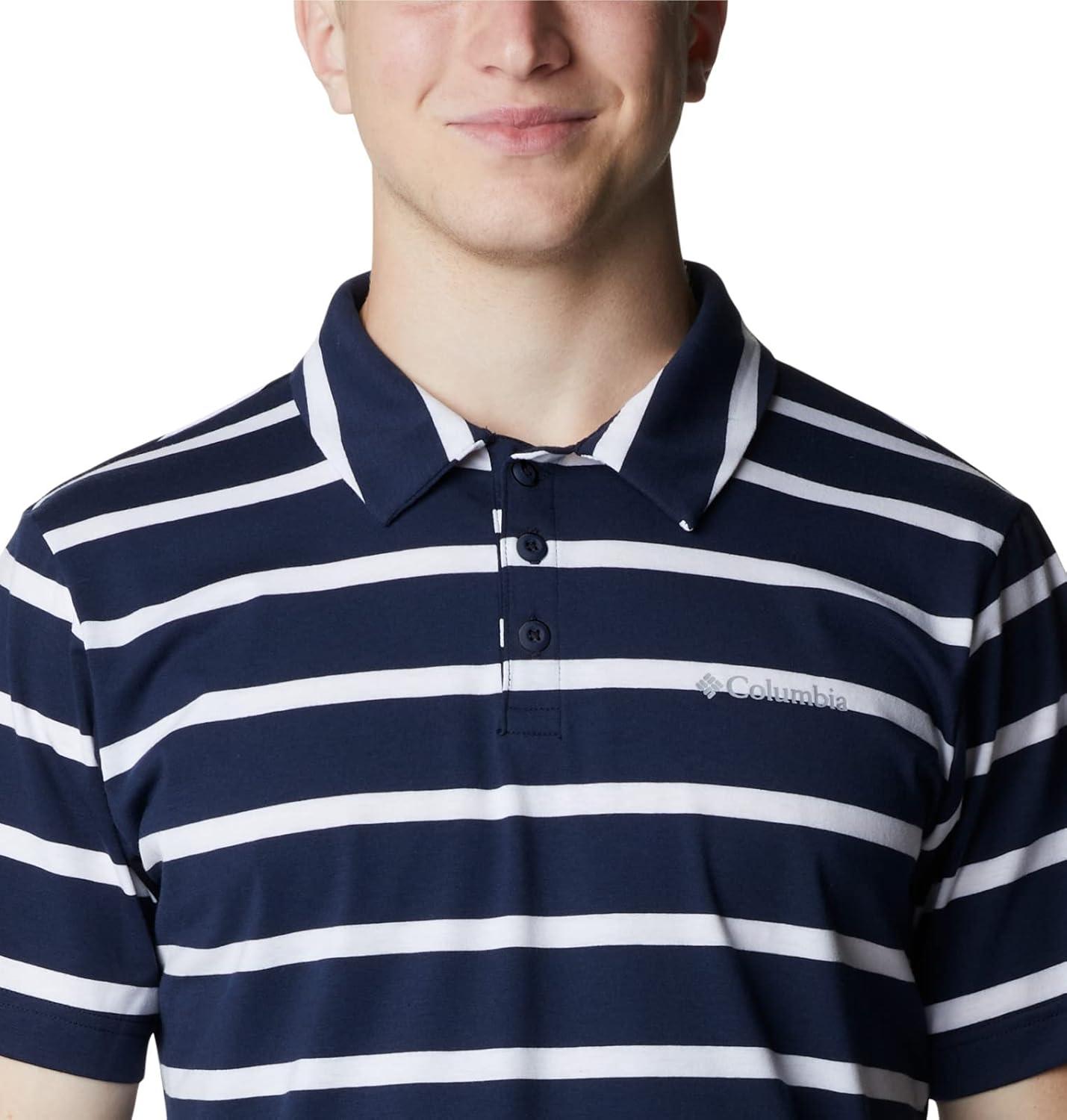 imageColumbia Mens Columbia Hike PoloHiking ShirtCollegiate NavyWhite Stripe