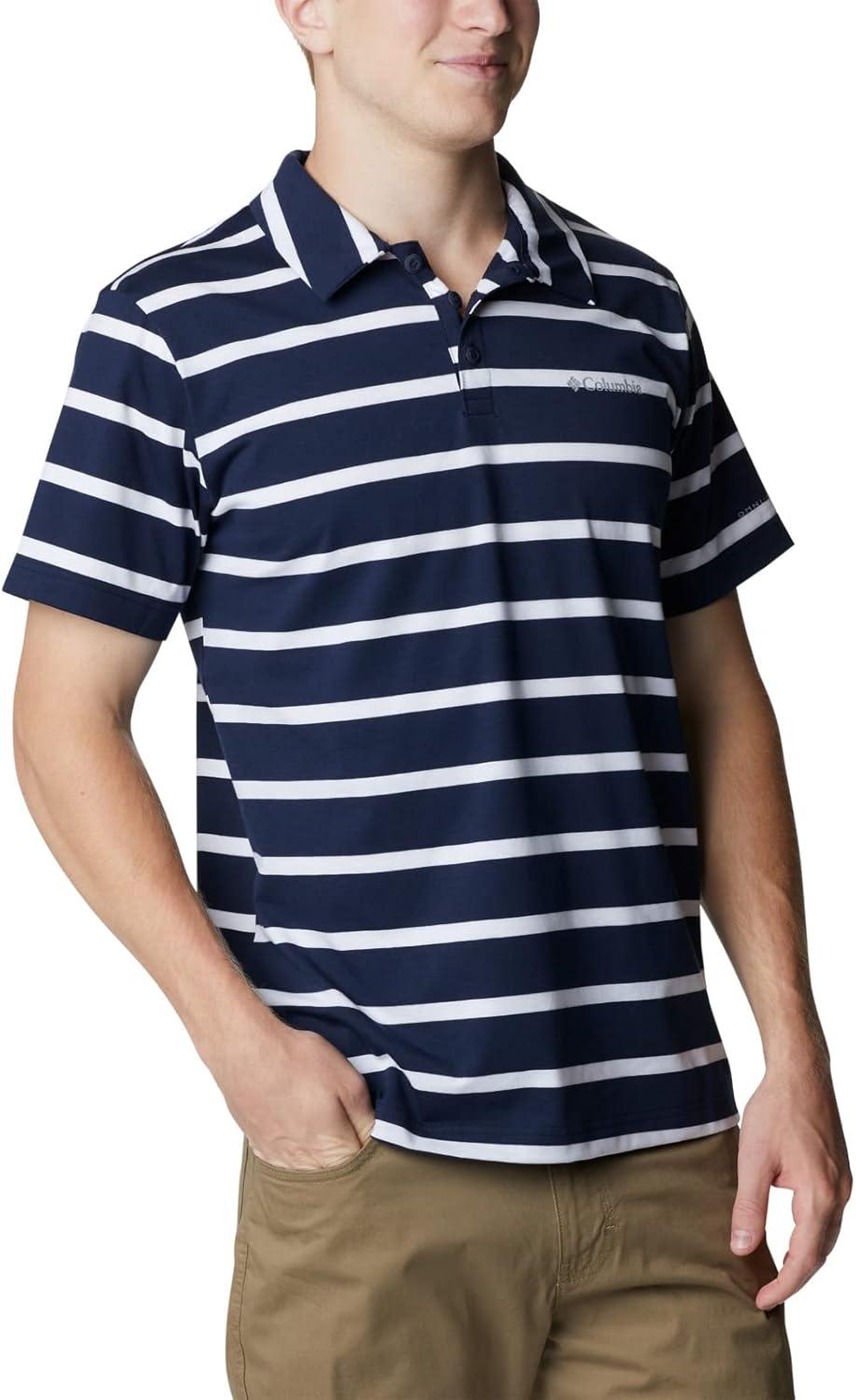 imageColumbia Mens Columbia Hike PoloHiking ShirtCollegiate NavyWhite Stripe