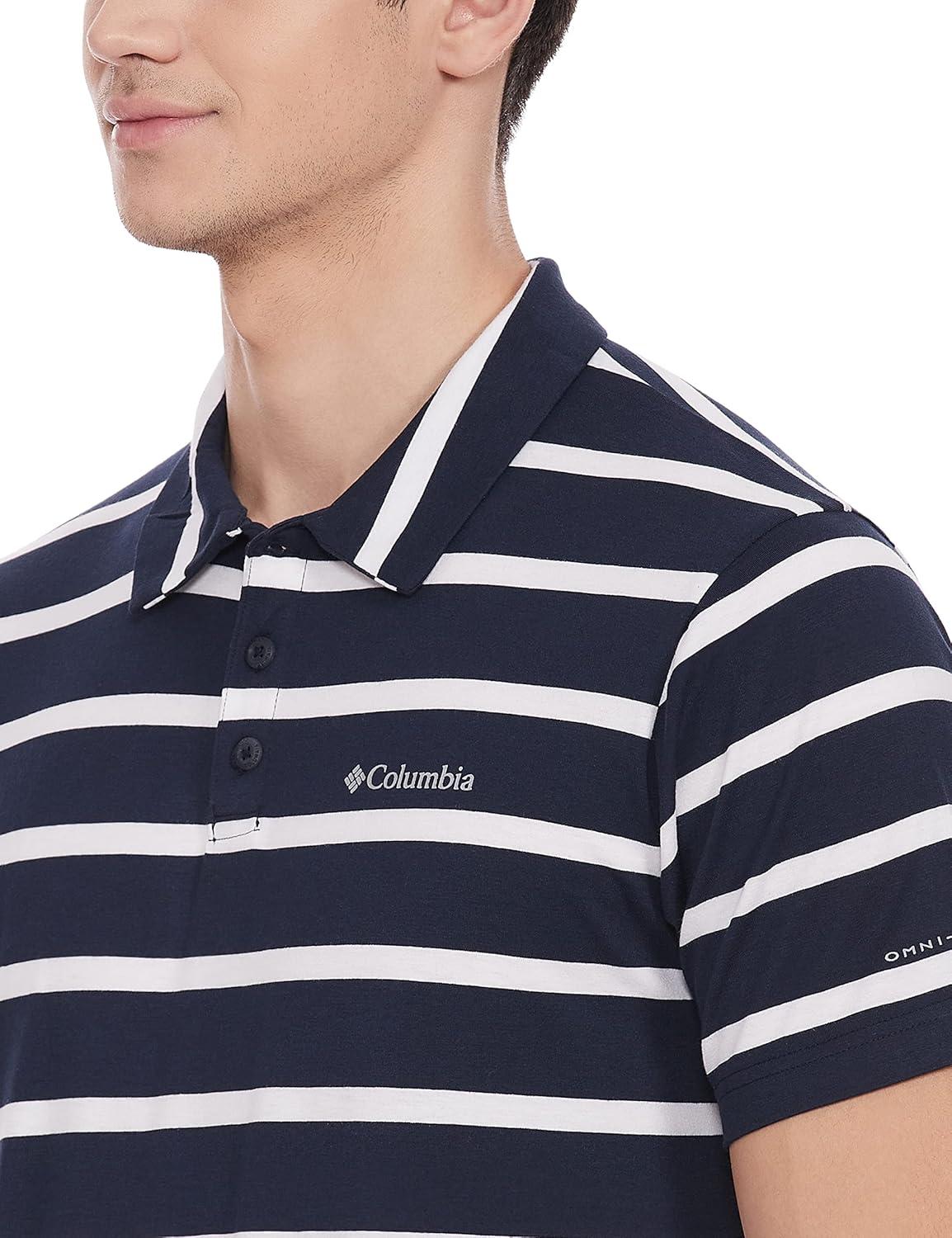 imageColumbia Mens Columbia Hike PoloHiking ShirtCollegiate NavyWhite Stripe