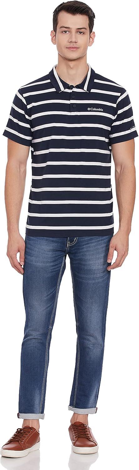 imageColumbia Mens Columbia Hike PoloHiking ShirtCollegiate NavyWhite Stripe