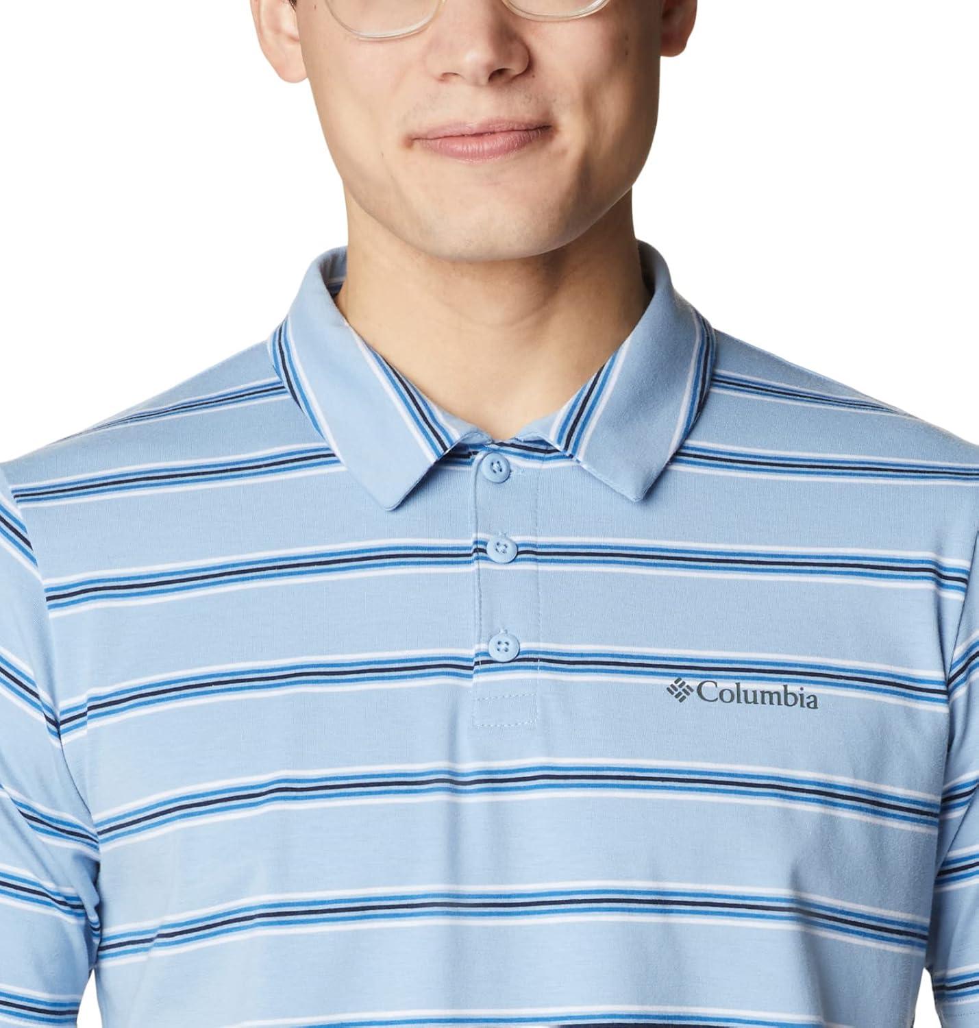 imageColumbia Mens Columbia Hike PoloHiking ShirtJet Stream Scattered Stripe
