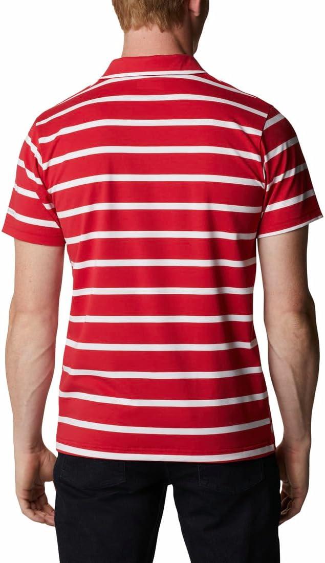 imageColumbia Mens Columbia Hike PoloHiking ShirtMountain RedWhite Stripe
