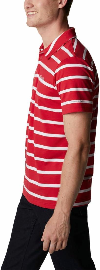 imageColumbia Mens Columbia Hike PoloHiking ShirtMountain RedWhite Stripe