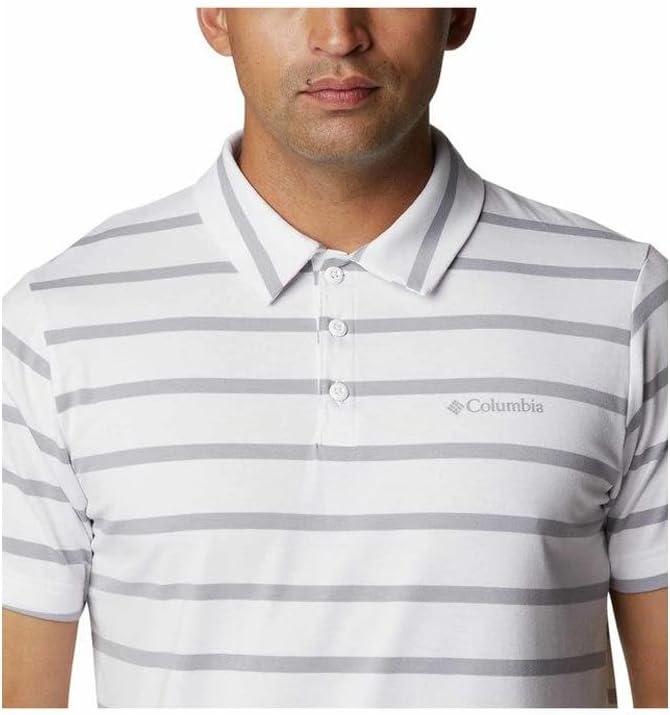imageColumbia Mens Columbia Hike PoloHiking ShirtWhiteColumbia Grey Stripe