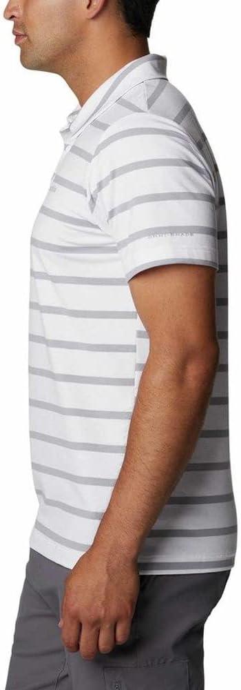 imageColumbia Mens Columbia Hike PoloHiking ShirtWhiteColumbia Grey Stripe