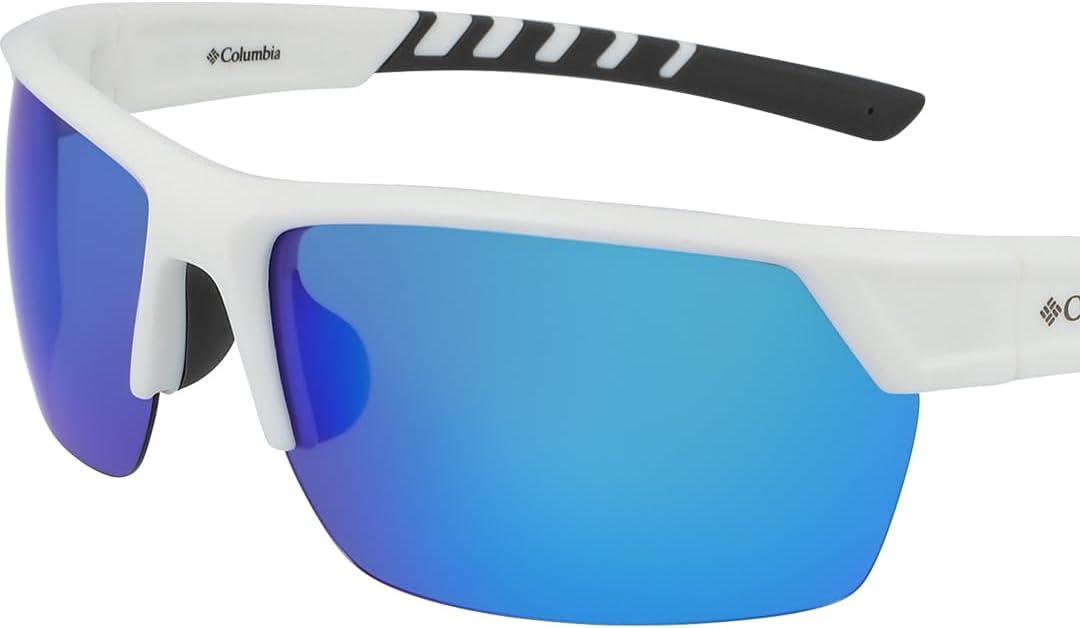 imageColumbia Mens Peak Racer Rectangular SunglassesWhiteBlue Flash Polarized