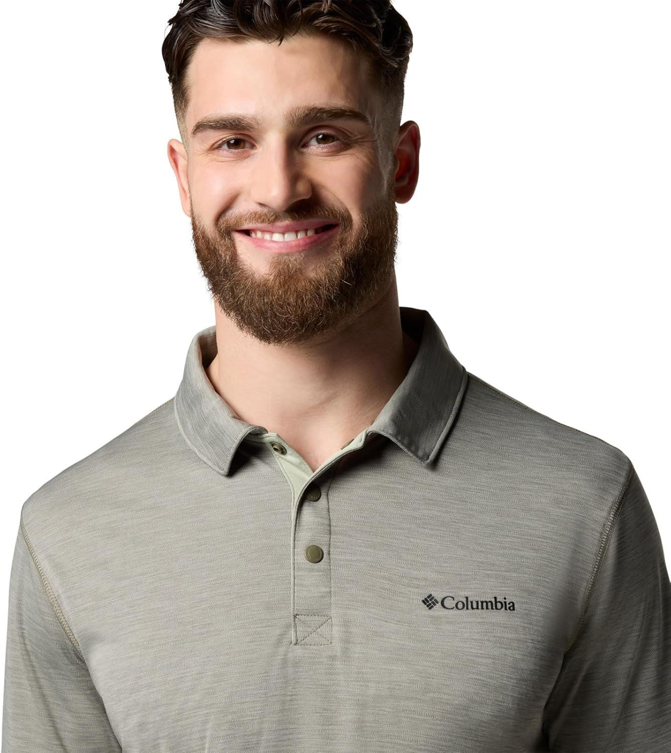 imageColumbia Mens Sage Peak Knit PoloStone Green Heather