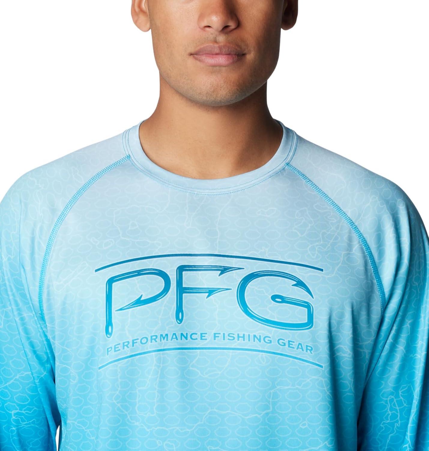imageColumbia Mens Super Terminal Tackle PFG Super Fade Long SleeveOcean Blue TechcamoBathymetric Super Fade