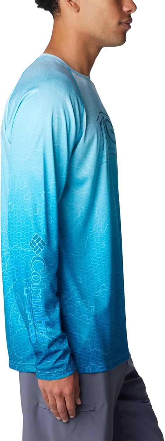 imageColumbia Mens Super Terminal Tackle PFG Super Fade Long SleeveOcean Blue TechcamoBathymetric Super Fade