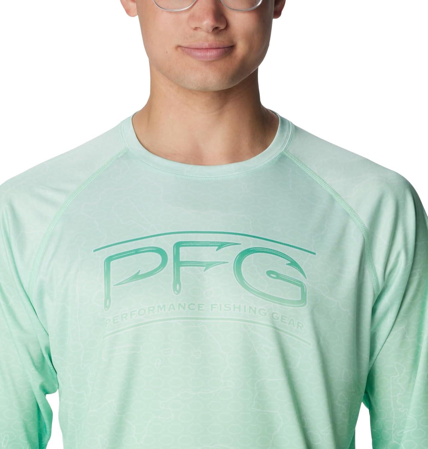 imageColumbia Mens Super Terminal Tackle PFG Super Fade Long SleeveOcean Mint TechcamoBathymetric Super Fade