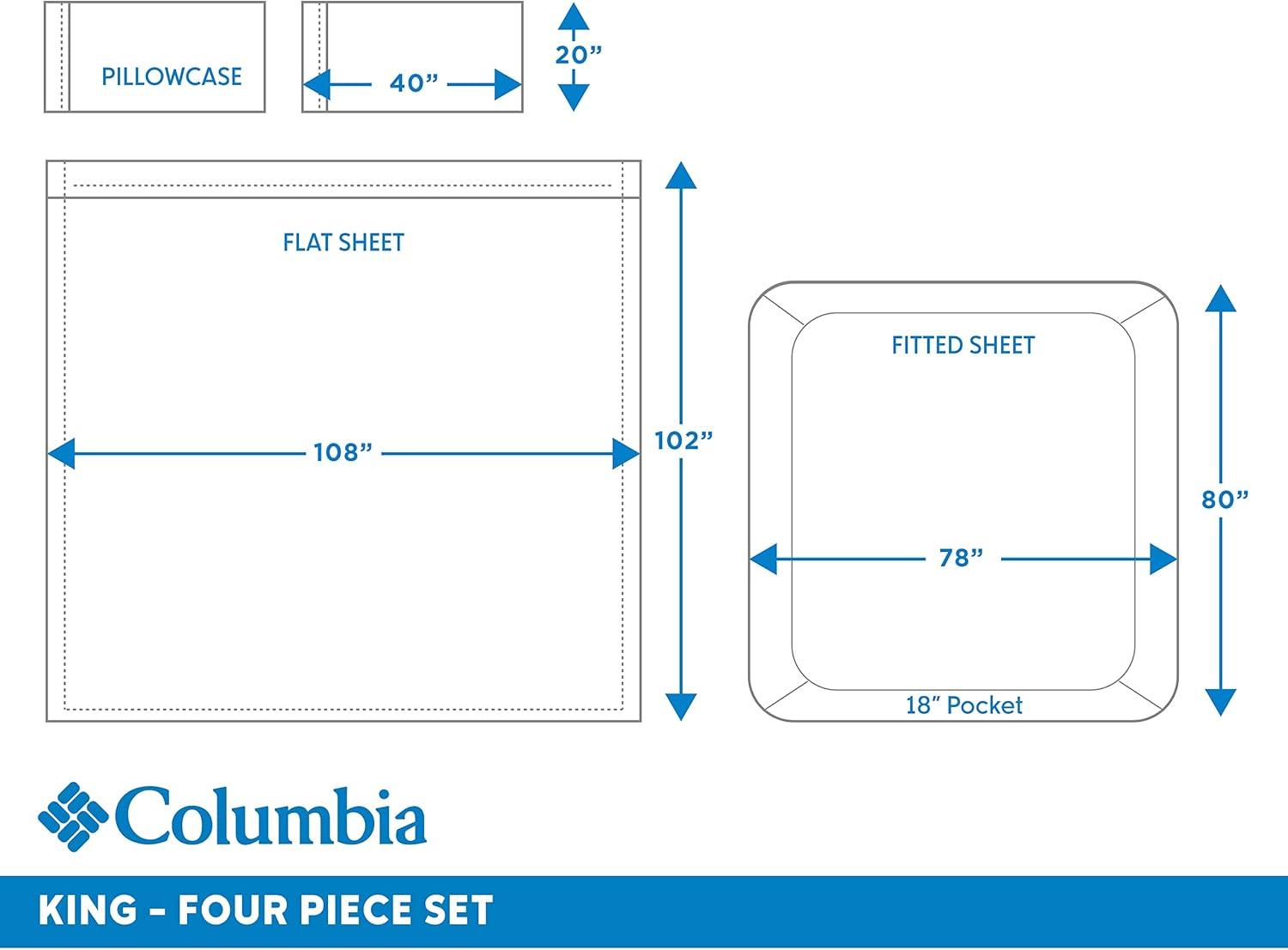 imageColumbia Omni Freeze Super Soft Breathable MoistureWicking Cooling Sateen Flat Sheet Fitted Sheet and Pillow Case Set Luxury 4 Piece White Queen Bedsheets SetNocturnal