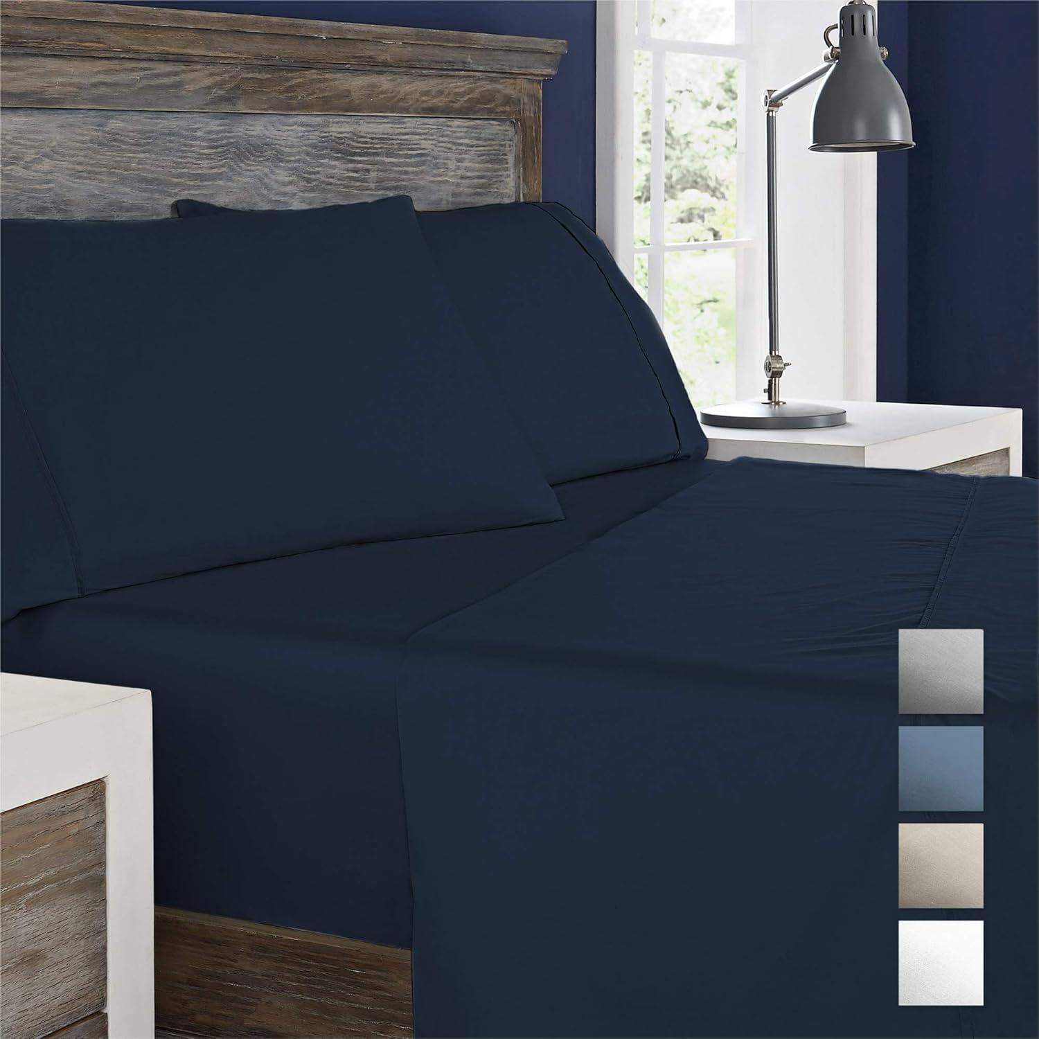 imageColumbia Omni Freeze Super Soft Breathable MoistureWicking Cooling Sateen Flat Sheet Fitted Sheet and Pillow Case Set Luxury 4 Piece White Queen Bedsheets SetNocturnal