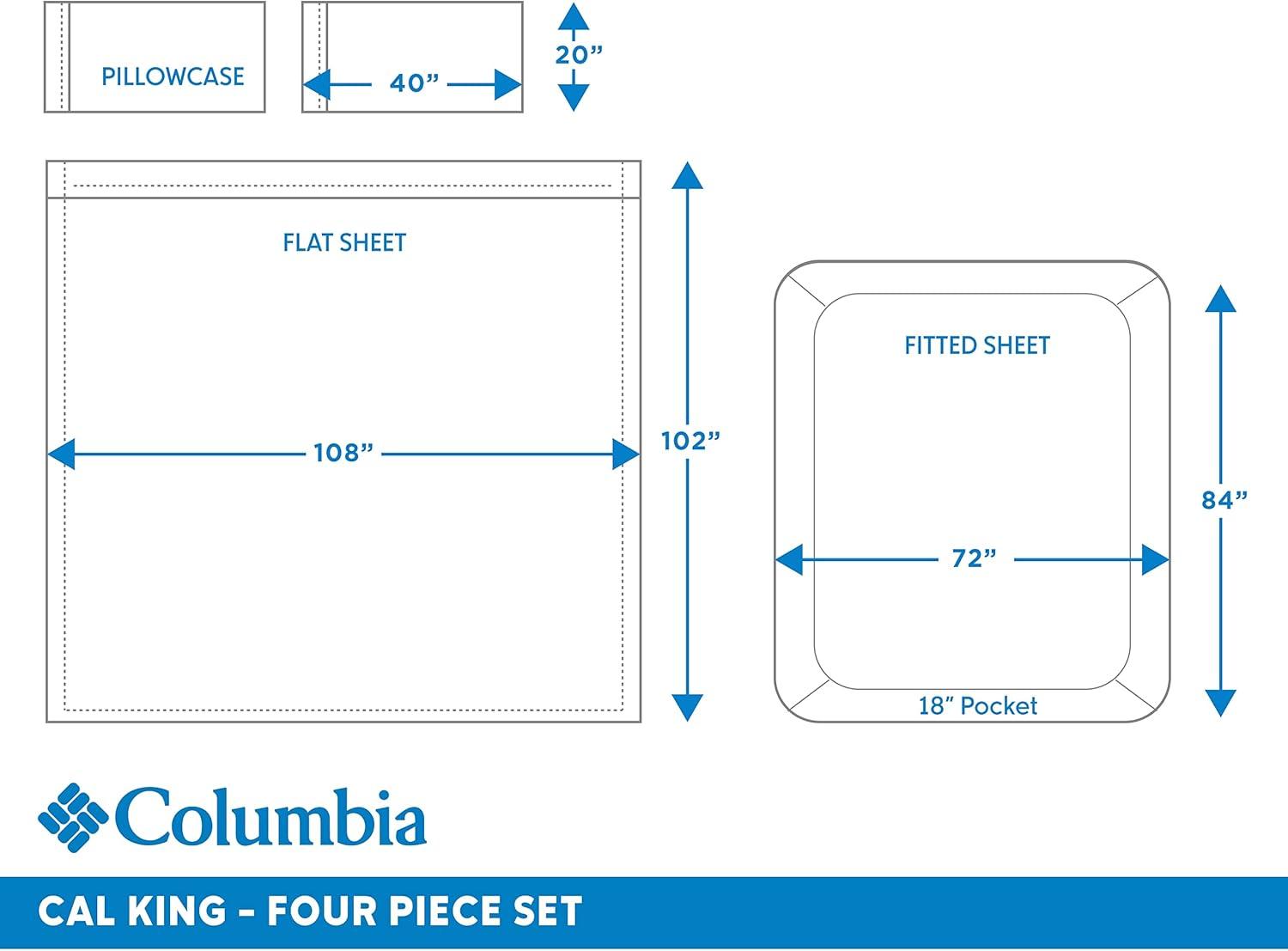 imageColumbia Omni Freeze Super Soft Breathable MoistureWicking Cooling Sateen Flat Sheet Fitted Sheet and Pillow Case Set Luxury 4 Piece White Queen Bedsheets SetWhite