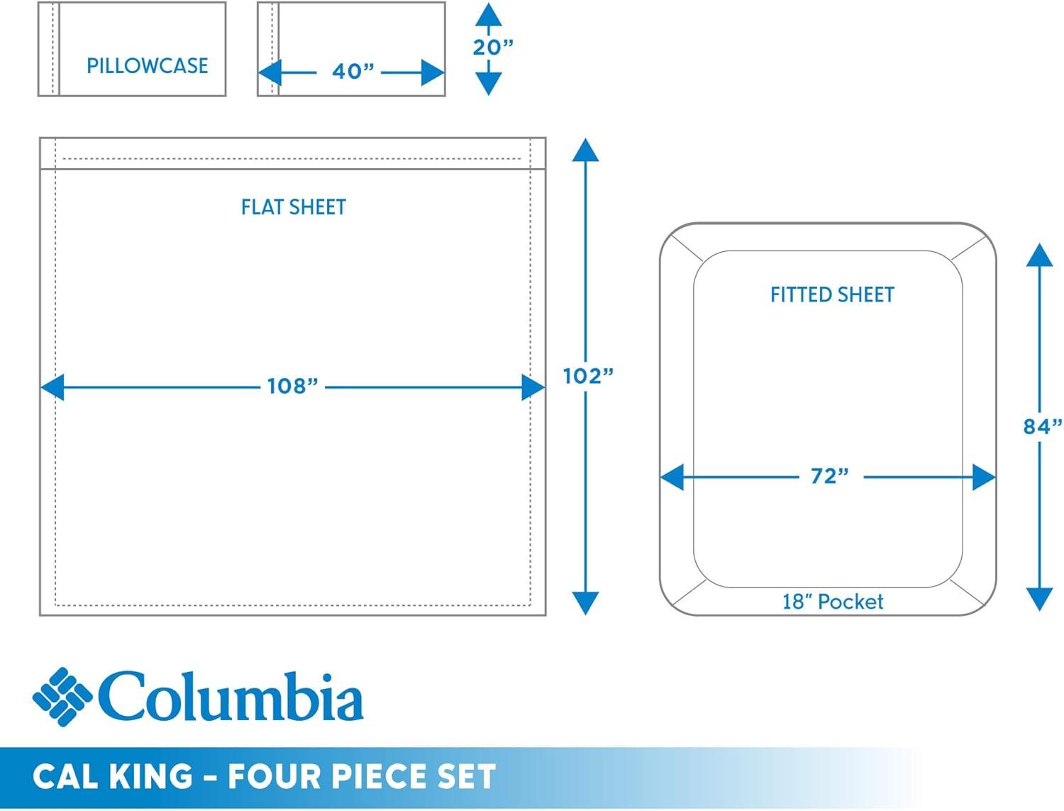 imageColumbia Omni Freeze Super Soft Breathable MoistureWicking Cooling Sateen Flat Sheet Fitted Sheet and Pillow Case Set Luxury 4 Piece White Queen Bedsheets SetNocturnal