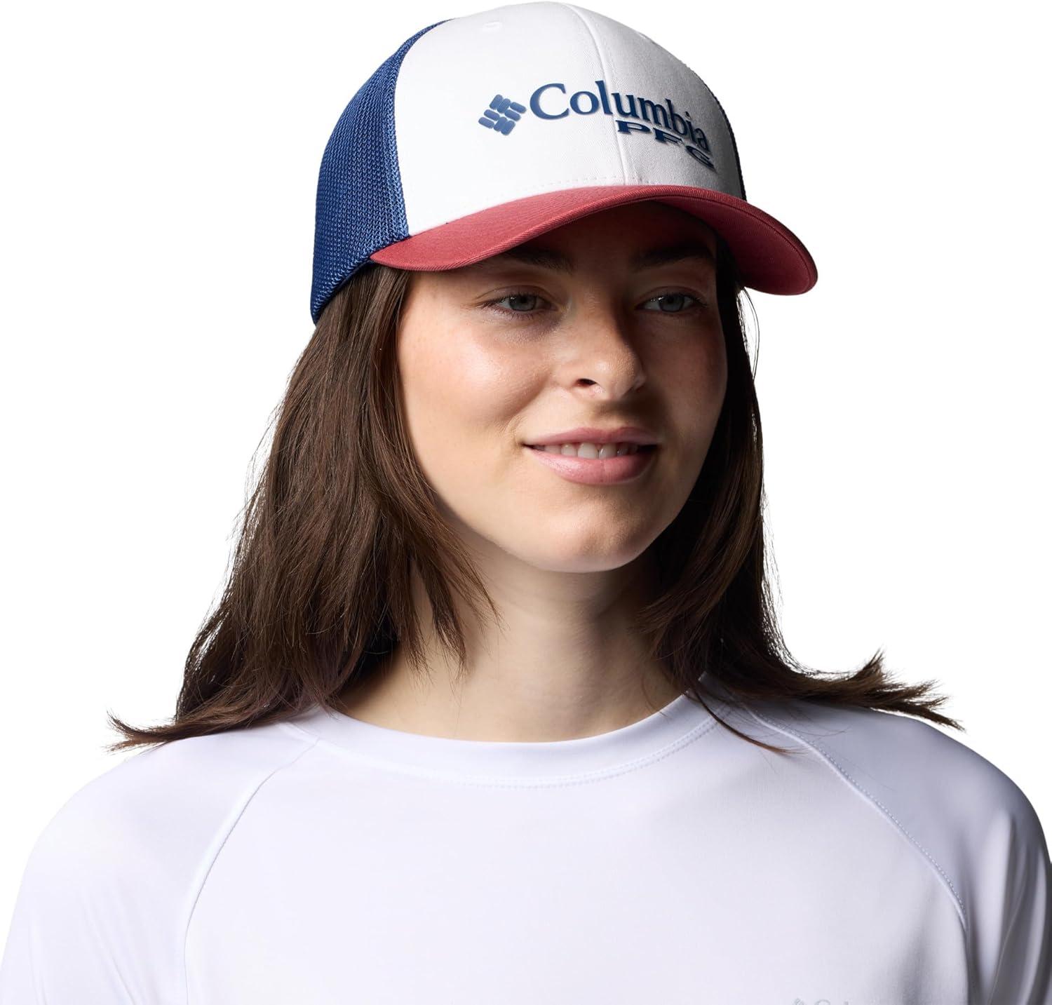 imageColumbia PFG Logo Mesh Ball CapWhiteDusty CrimsonCarbonUsa Flag