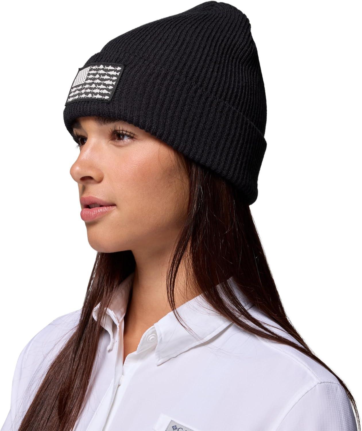 imageColumbia UnisexAdult PFG Patch BeanieBlackFish Flag