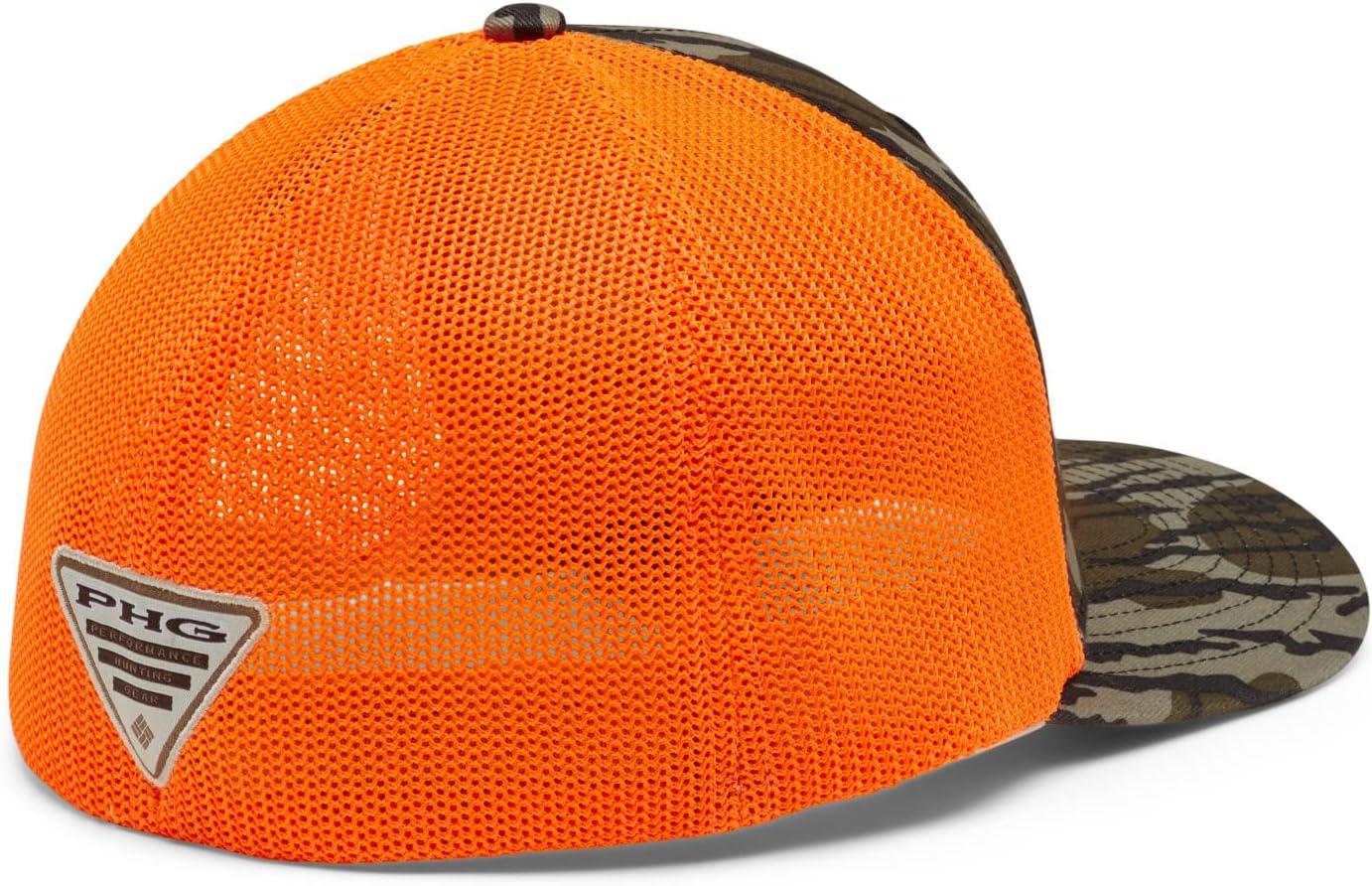 imageColumbia UnisexAdult PHG Camo Mesh Ball CapMossy Oak BottomlandBlaze Orange Logo