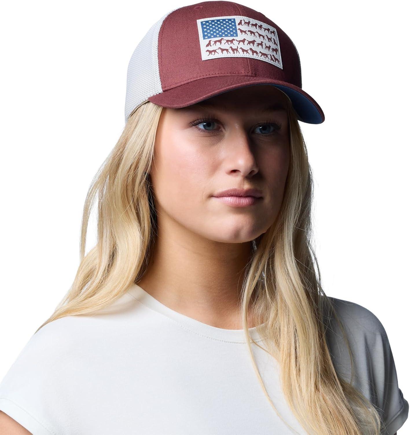 imageColumbia UnisexAdult PHG Game Flag Mesh Ball Cap Low CrownRed RocksDark StoneDog Flag