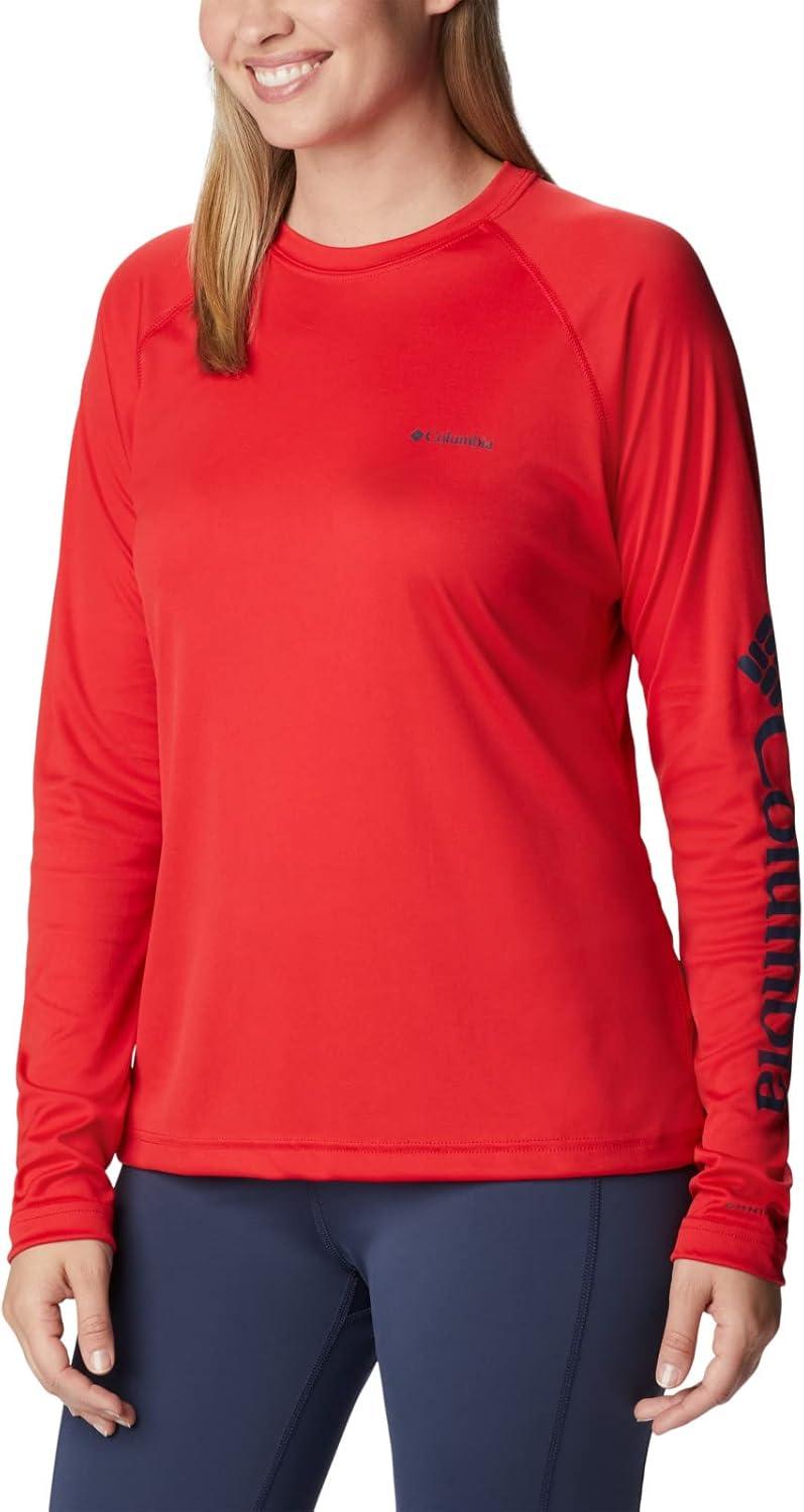imageColumbia Womens Fork Stream Long Sleeve ShirtRed LilyNocturnal Logo