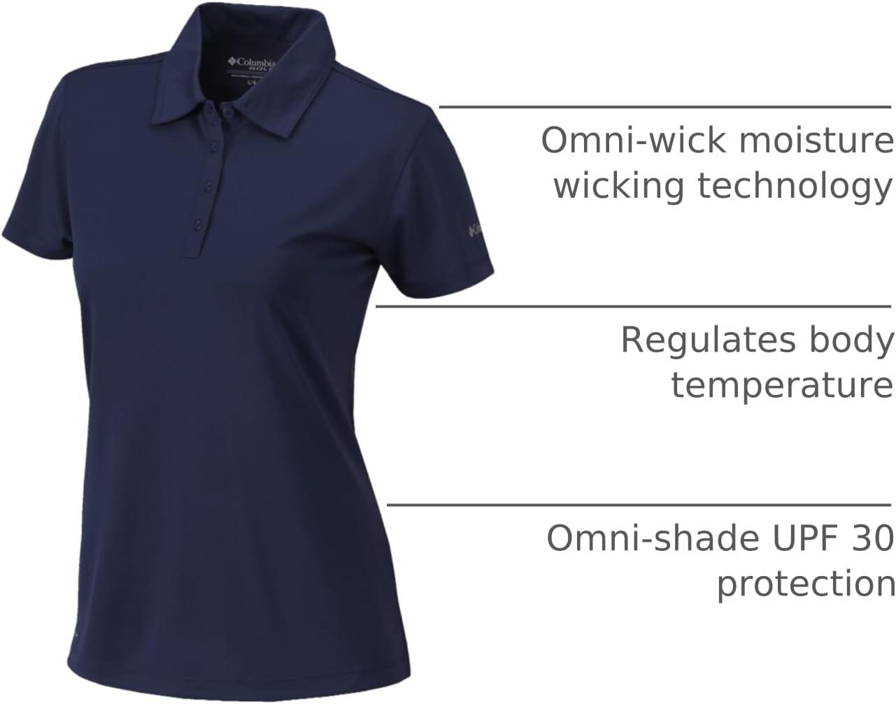 imageColumbia Womens Golf Birdie Polo Omni Wick Performance Breathable Short SleeveCollegiate Navy
