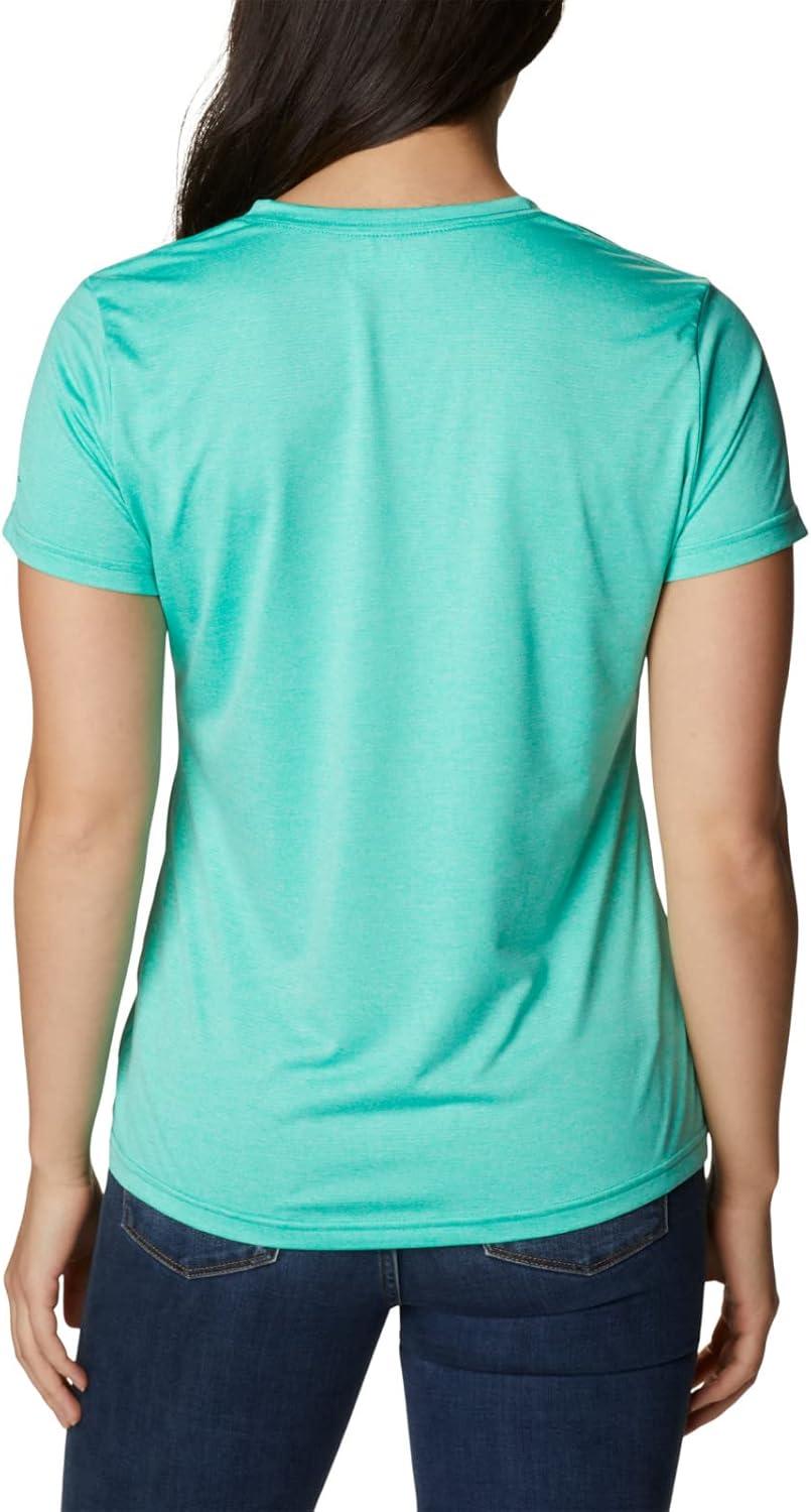 imageColumbia Womens Hike Short Sleeve V NeckHiking ShirtElectric Turquoise Heather