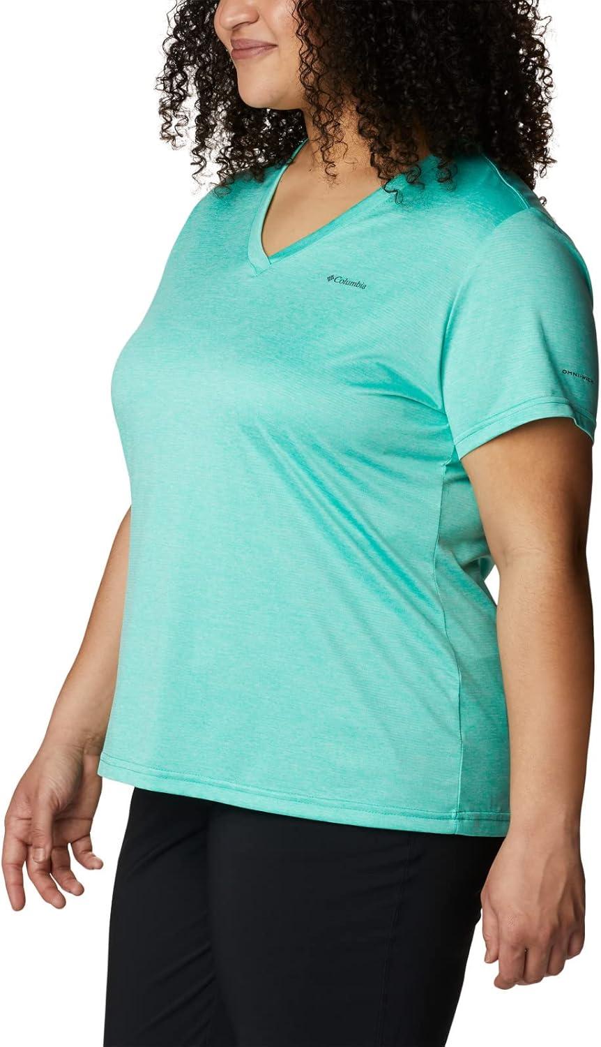 imageColumbia Womens Hike Short Sleeve V NeckHiking ShirtElectric Turquoise Heather
