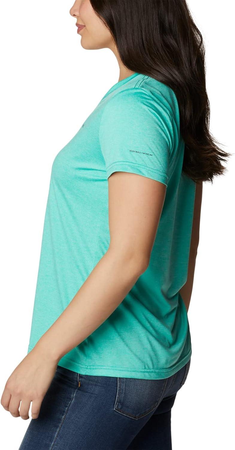 imageColumbia Womens Hike Short Sleeve V NeckHiking ShirtElectric Turquoise Heather