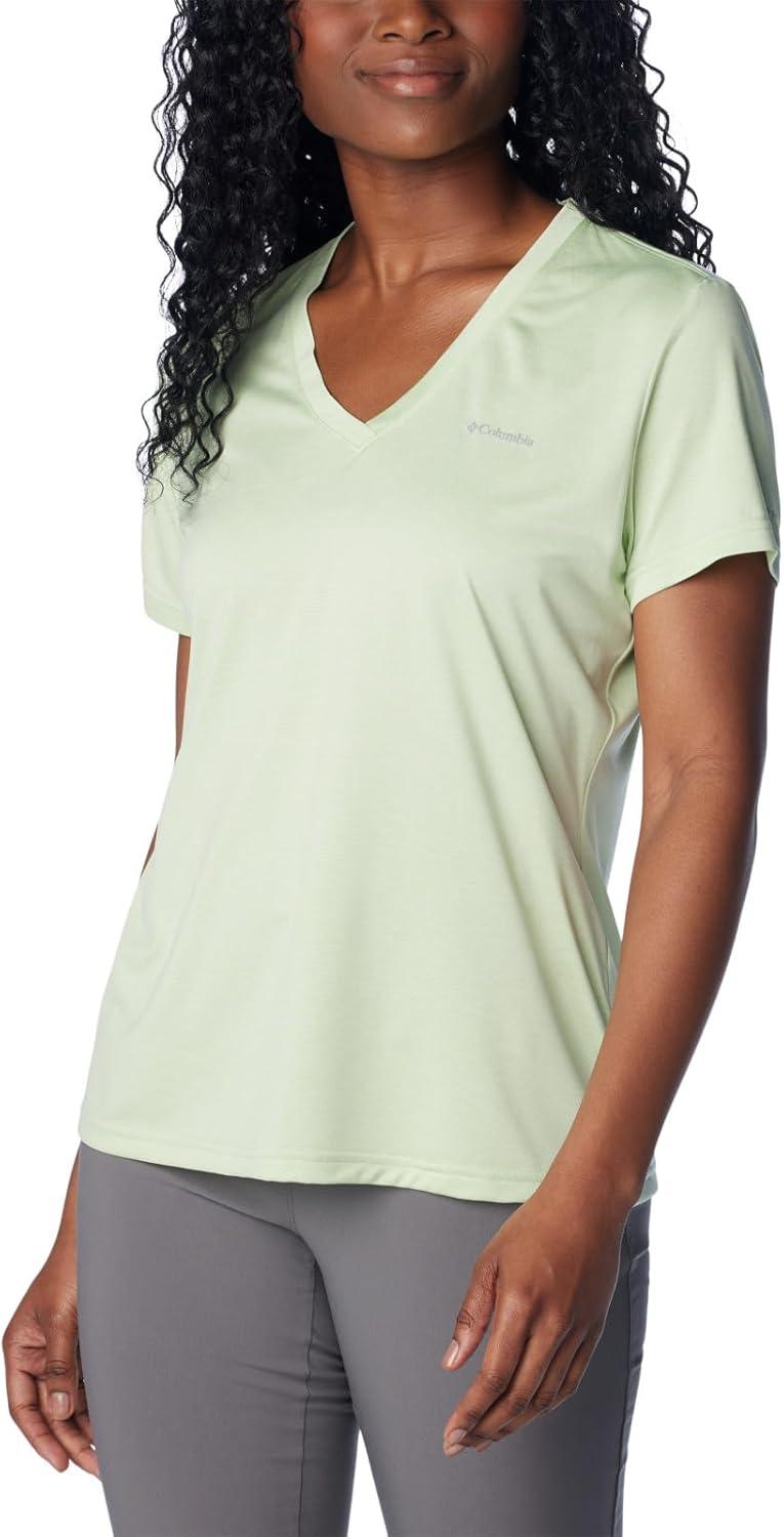 imageColumbia Womens Hike Short Sleeve V NeckHiking ShirtSage Leaf Heather