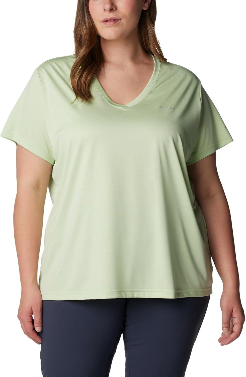 imageColumbia Womens Hike Short Sleeve V NeckHiking ShirtSage Leaf Heather