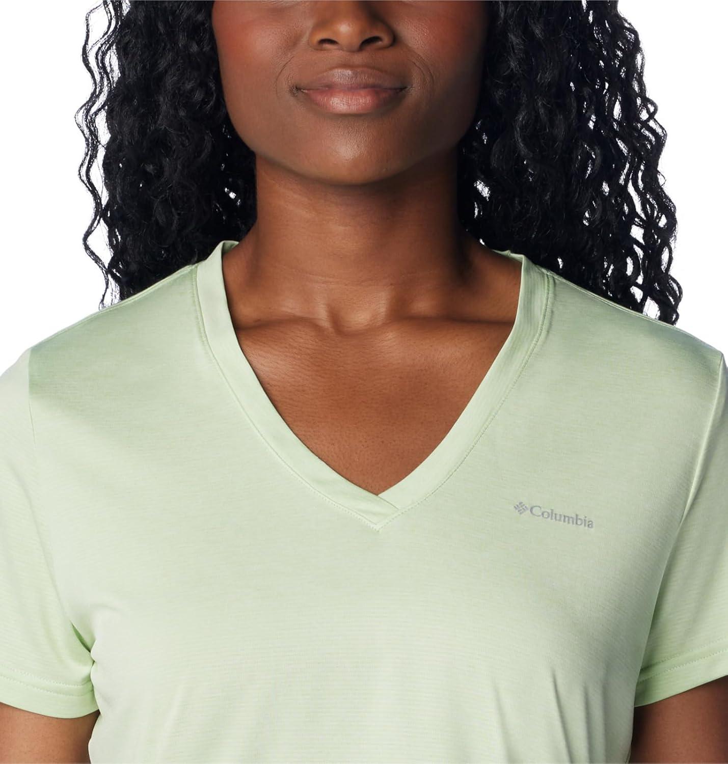 imageColumbia Womens Hike Short Sleeve V NeckHiking ShirtSage Leaf Heather