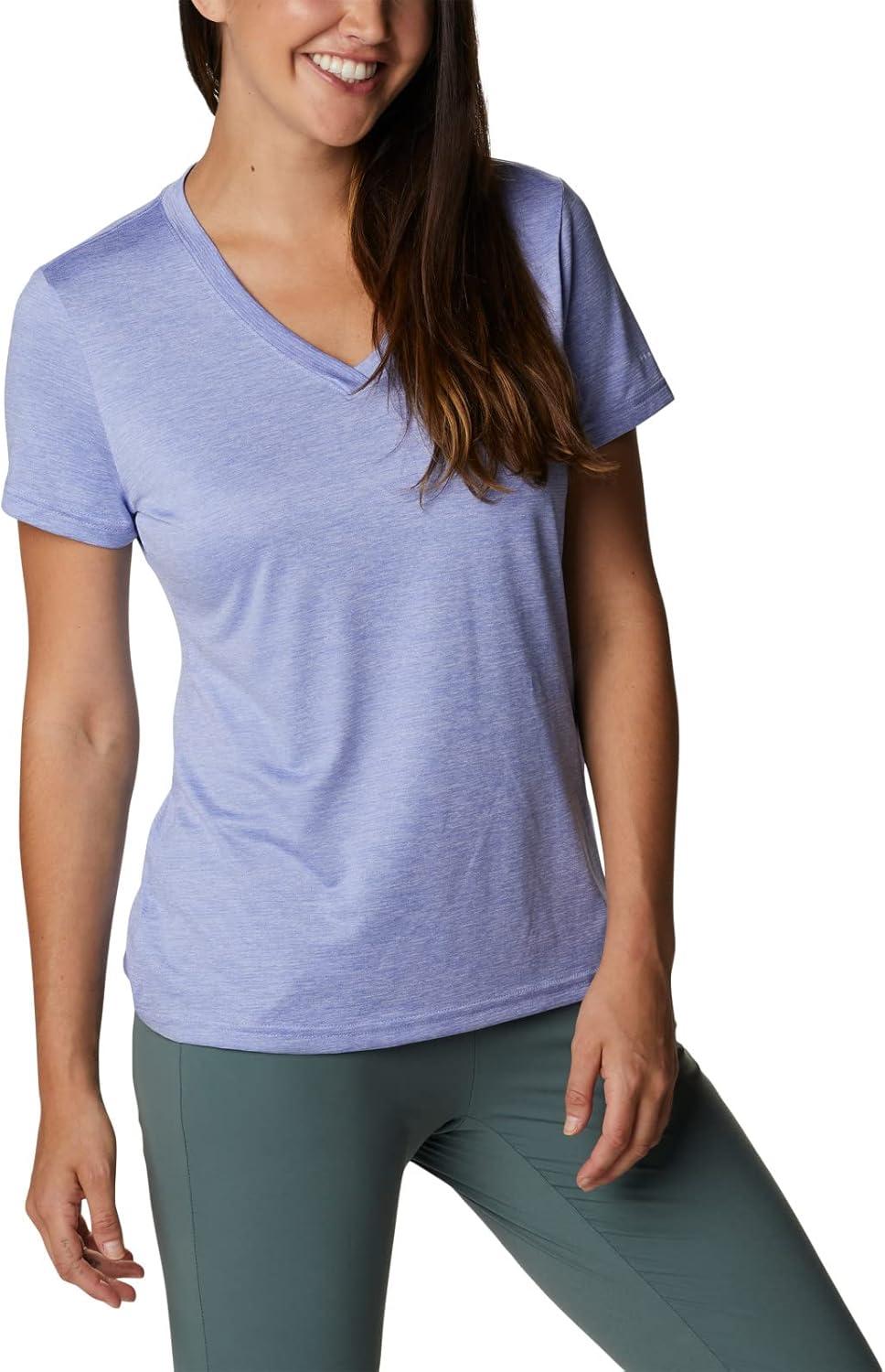 imageColumbia Womens Hike Short Sleeve V NeckHiking ShirtSerenity Heather