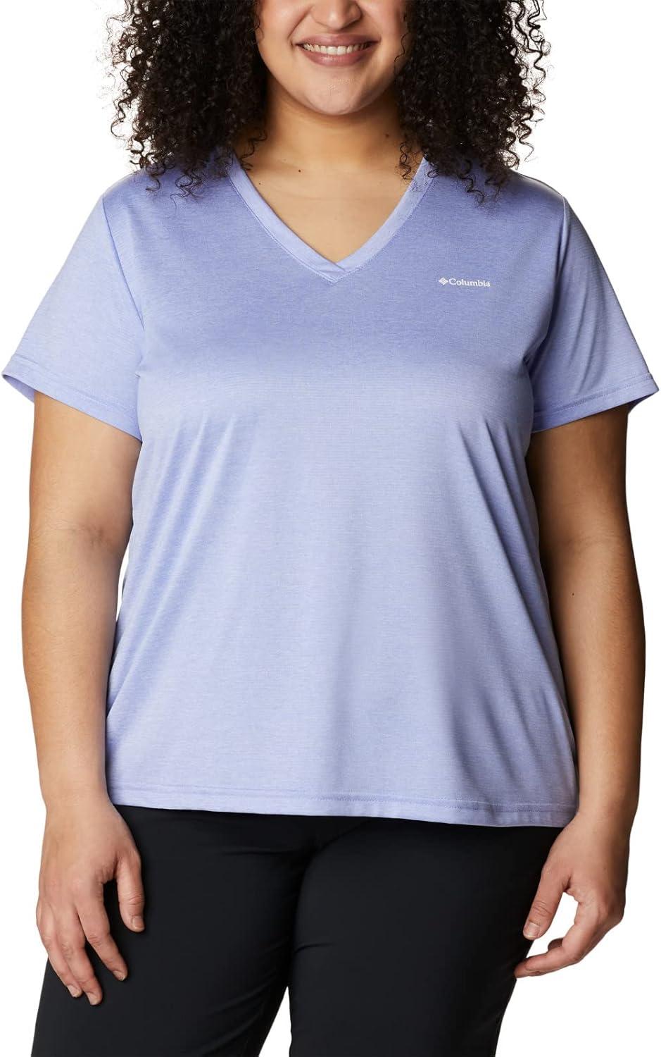 imageColumbia Womens Hike Short Sleeve V NeckHiking ShirtSerenity Heather