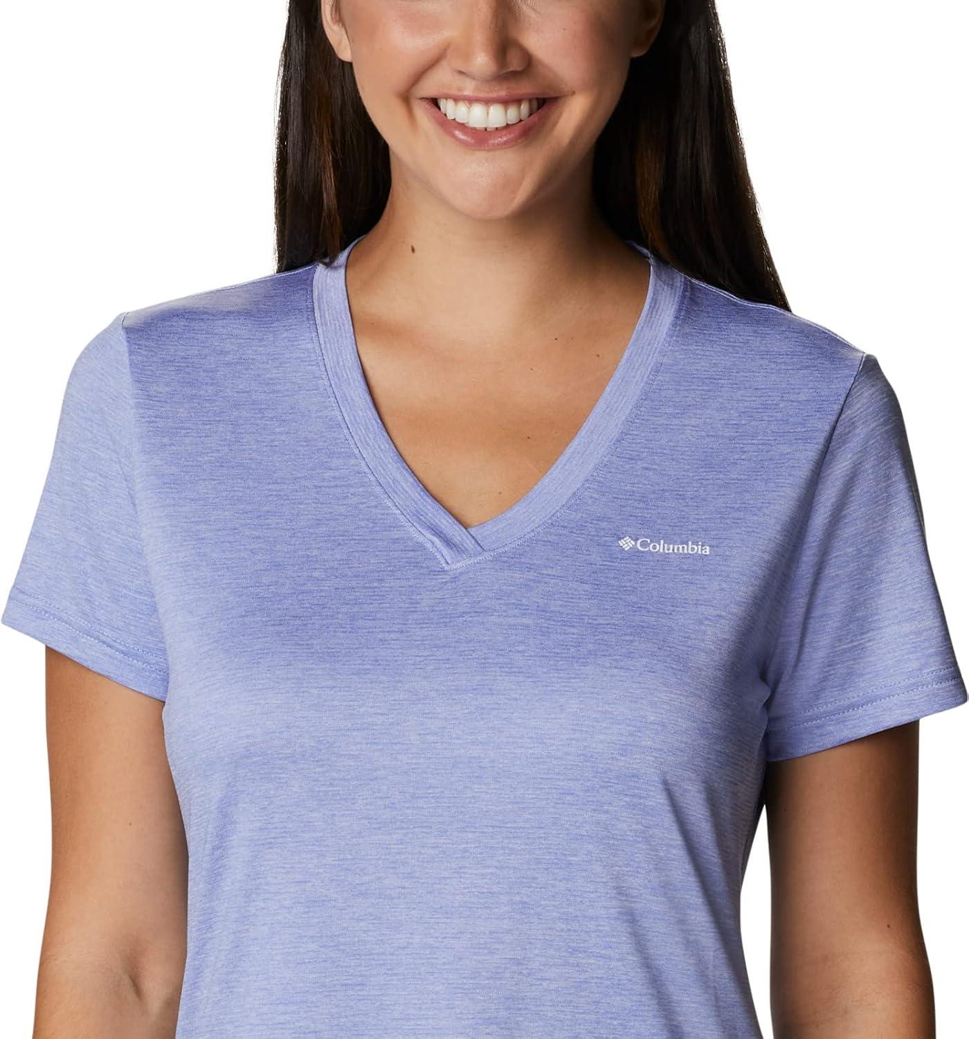 imageColumbia Womens Hike Short Sleeve V NeckHiking ShirtSerenity Heather