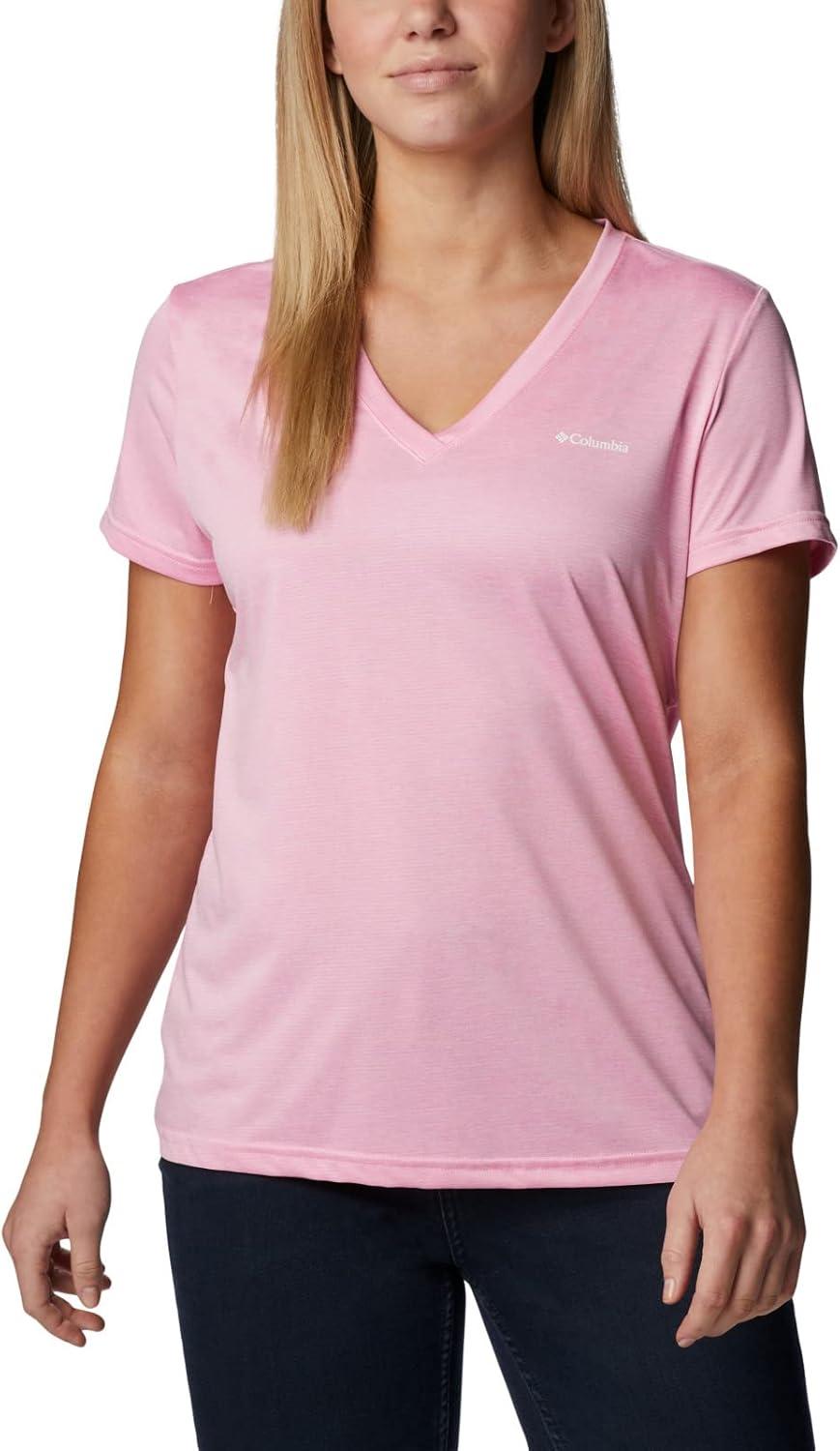 imageColumbia Womens Hike Short Sleeve V NeckHiking ShirtWild Rose Heather