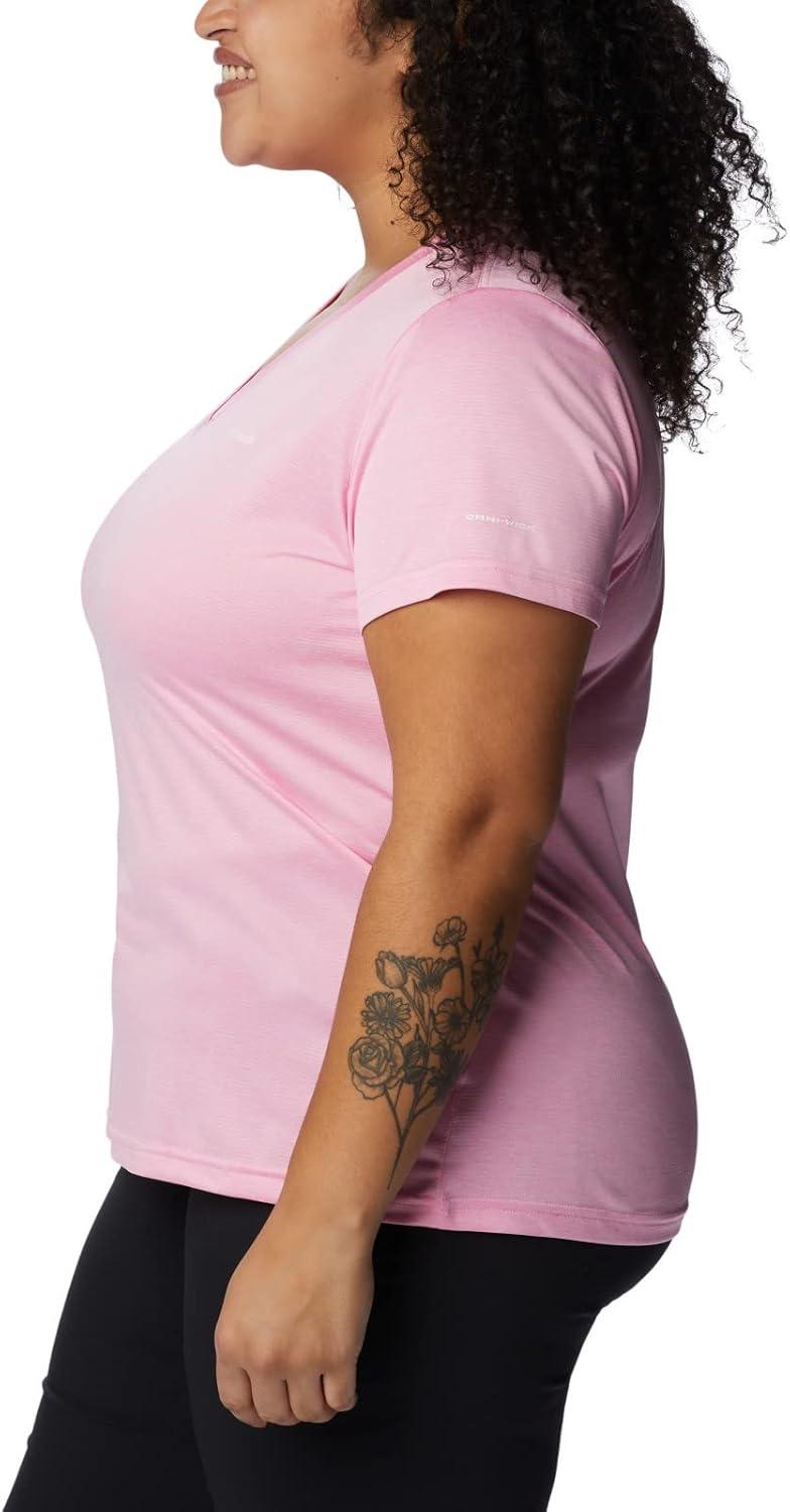imageColumbia Womens Hike Short Sleeve V NeckHiking ShirtWild Rose Heather