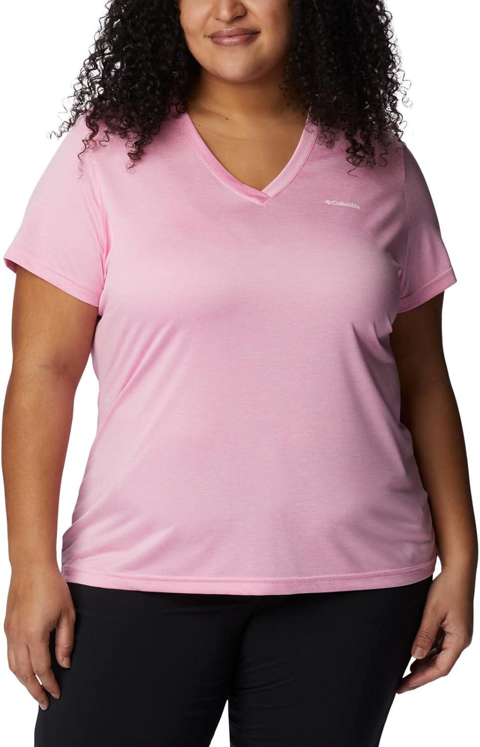 imageColumbia Womens Hike Short Sleeve V NeckHiking ShirtWild Rose Heather