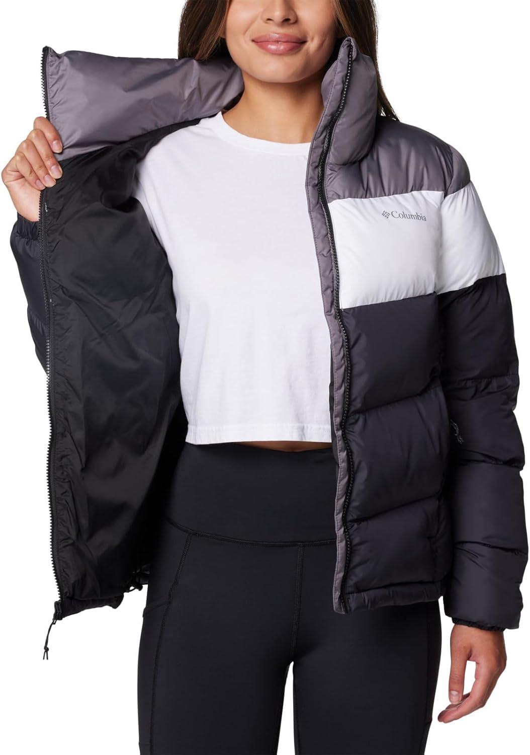 imageColumbia Womens Puffect II Colorblock JacketBlackWhiteCity Grey