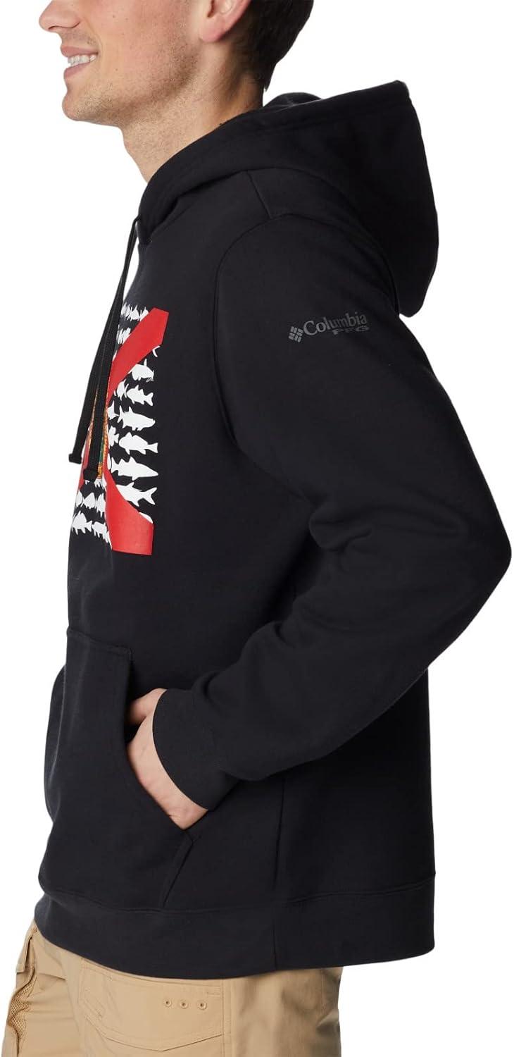 imageColumbia mens Pfg Fish Flag II HoodieBlackRed Spark Fl