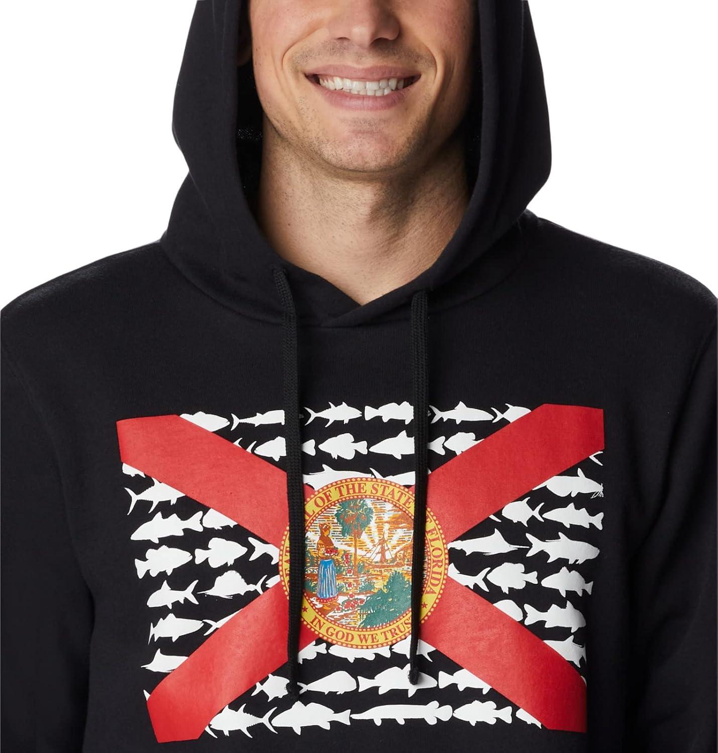 imageColumbia mens Pfg Fish Flag II HoodieBlackRed Spark Fl