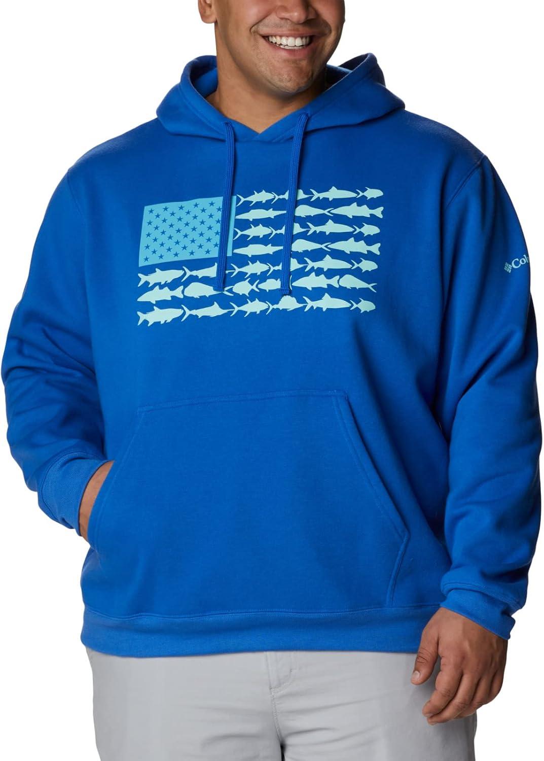 imageColumbia mens Pfg Fish Flag II HoodieBlue MacawGulf Stream Usa