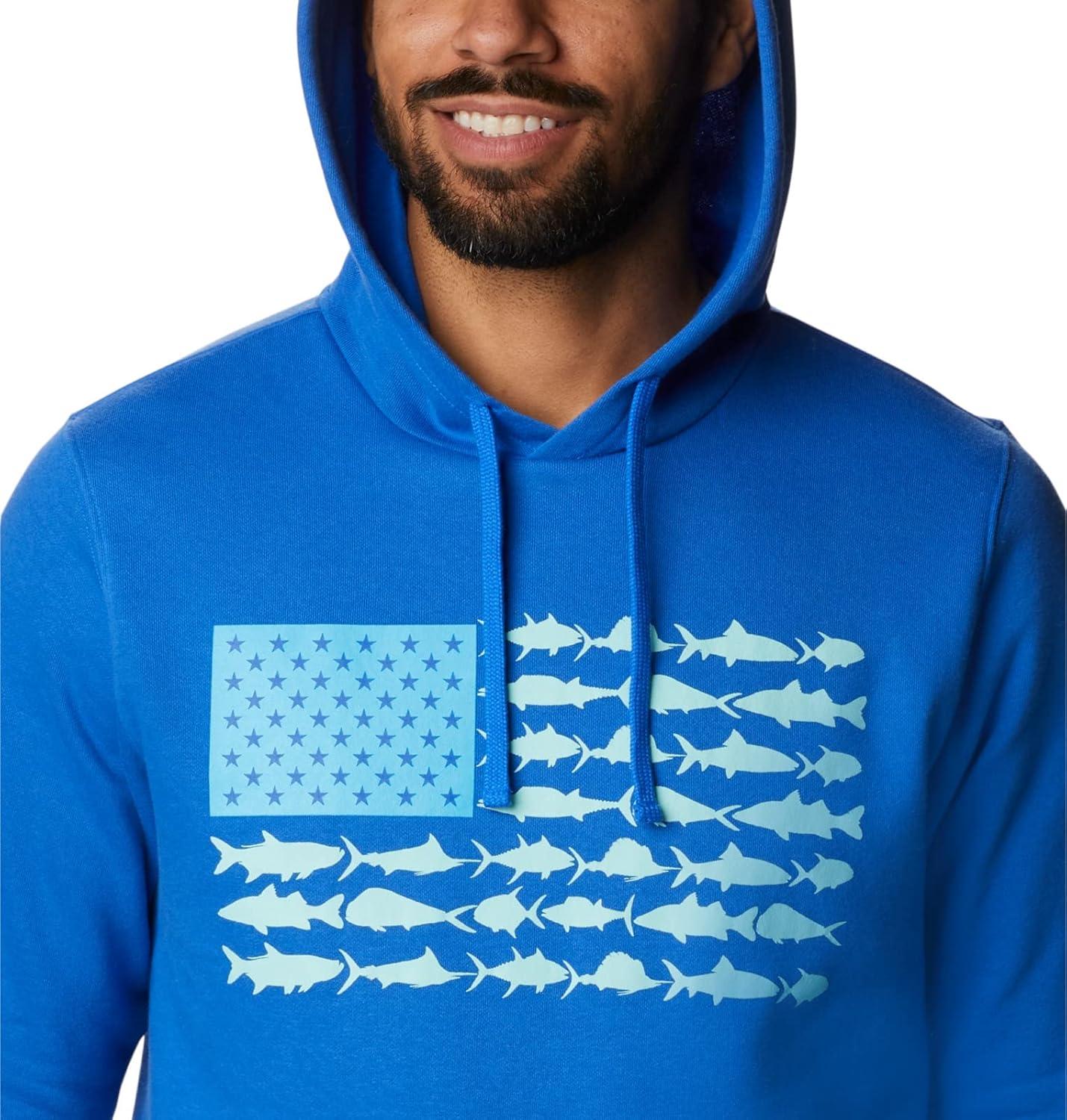 imageColumbia mens Pfg Fish Flag II HoodieBlue MacawGulf Stream Usa