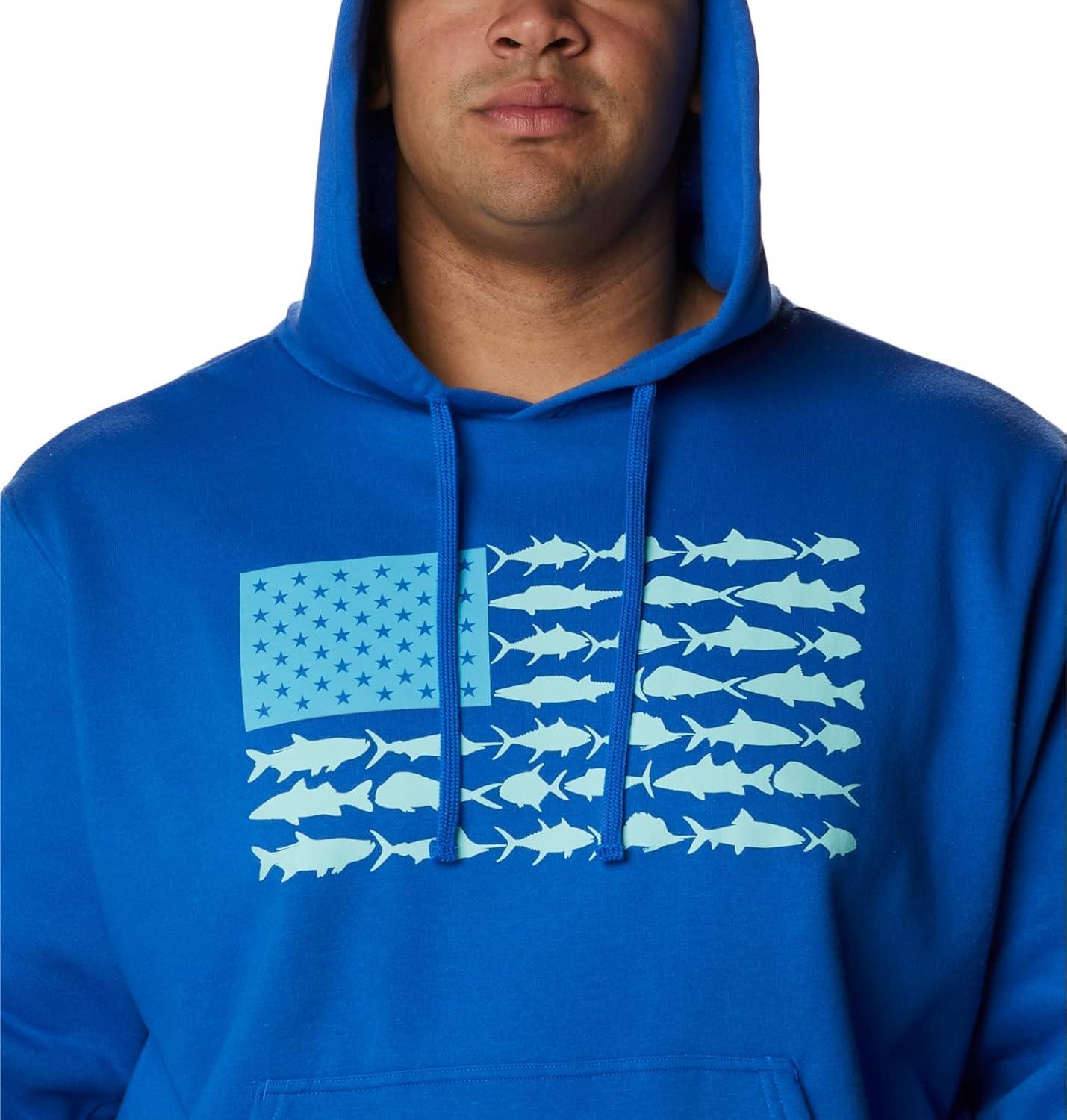 imageColumbia mens Pfg Fish Flag II HoodieBlue MacawGulf Stream Usa