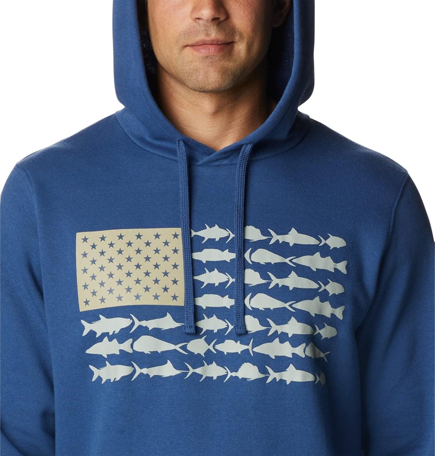 imageColumbia mens Pfg Fish Flag II HoodieCarbonCool Green Usa