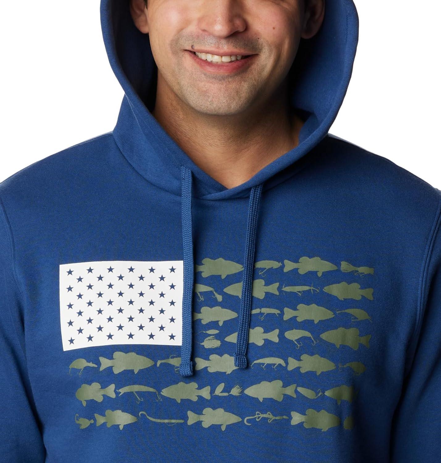 imageColumbia mens Pfg Fish Flag II HoodieCarbonCypress Bass Lures