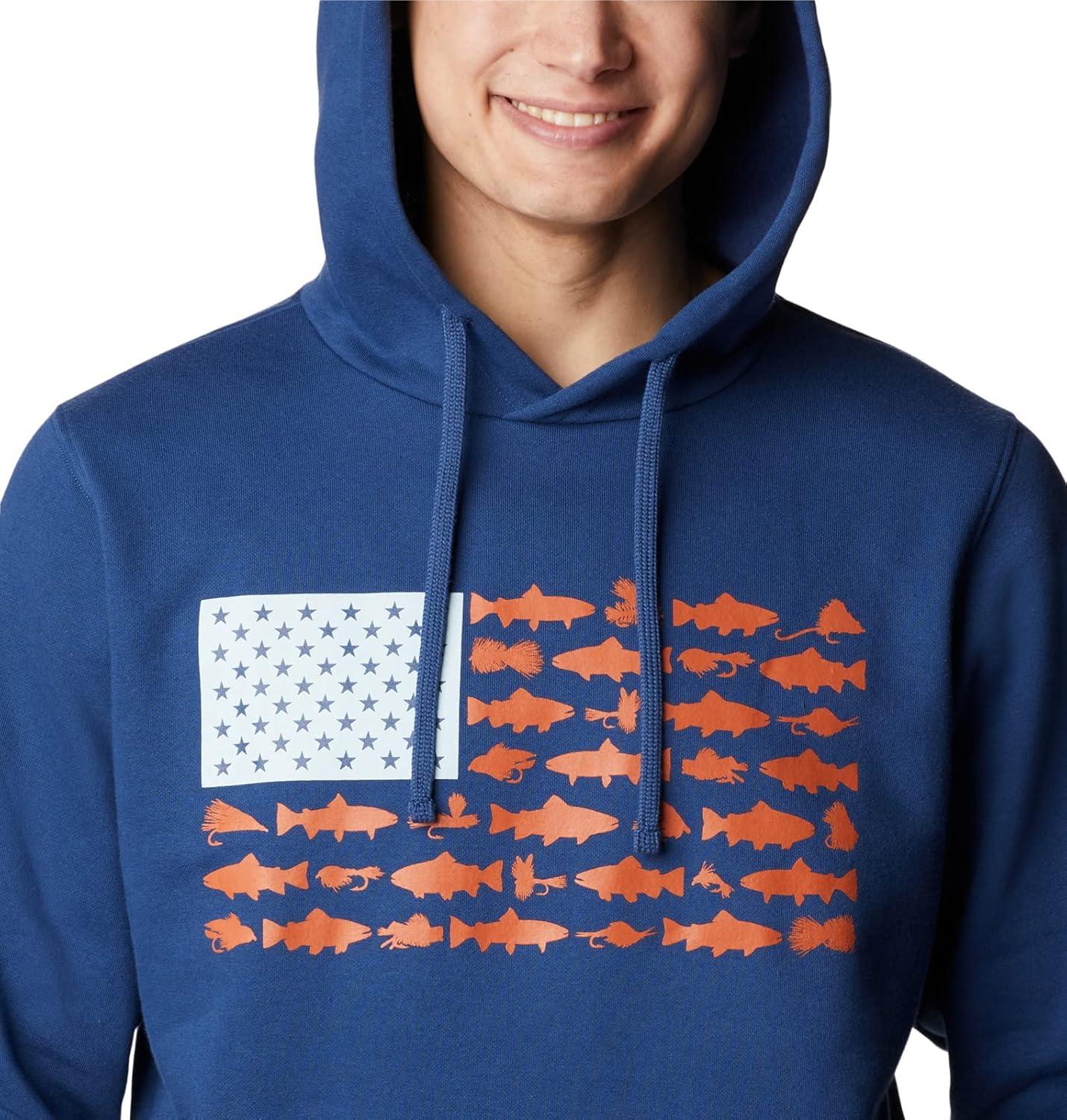 imageColumbia mens Pfg Fish Flag II HoodieCarbonIsland Orange Trout Flies