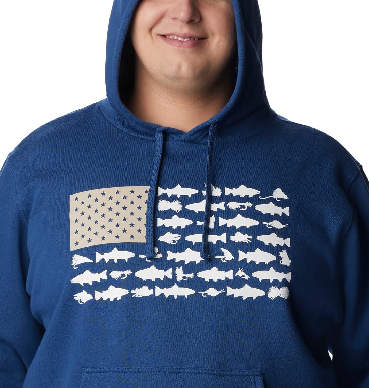 imageColumbia mens Pfg Fish Flag II HoodieCarbonWhite Trout Flies
