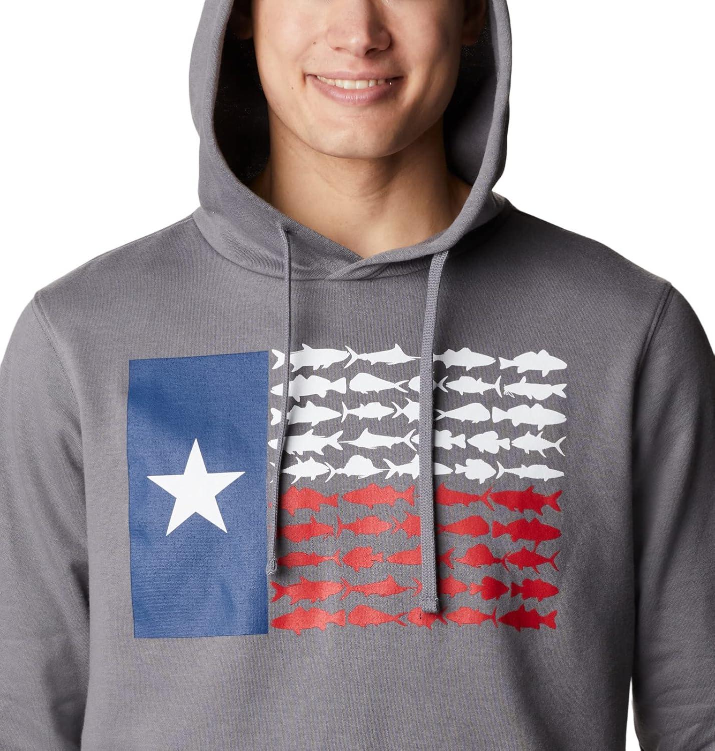 imageColumbia mens Pfg Fish Flag II HoodieCity GreyWhite Tx