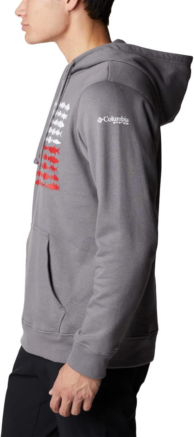 imageColumbia mens Pfg Fish Flag II HoodieCity GreyWhite Tx